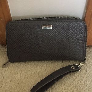 Thirty One Jewell Faux Snakeskin Gray Wallet